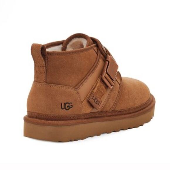 UGG Men NEW UGG Brown Tan Suede Fur Lined Neumal Boot Slip On Chukka Ankle Booties 10.5